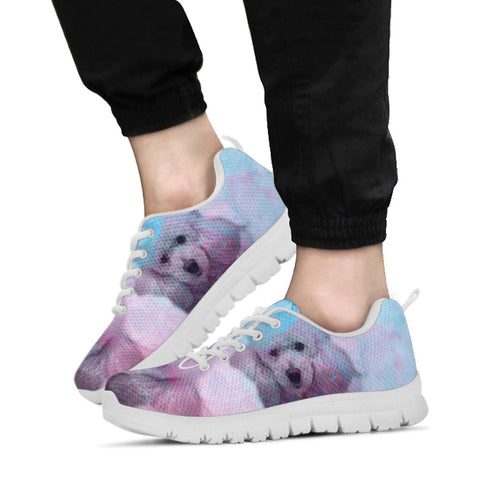 Poodle On Colorful Print Running Shoes