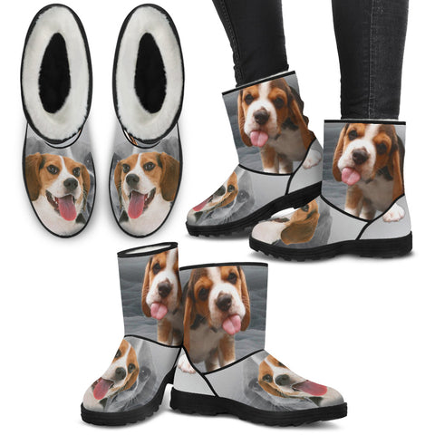 Beagle Print Faux Fur Boots For Women