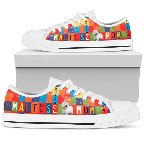 Maltese Mom Print Low Top Canvas Shoes For Women