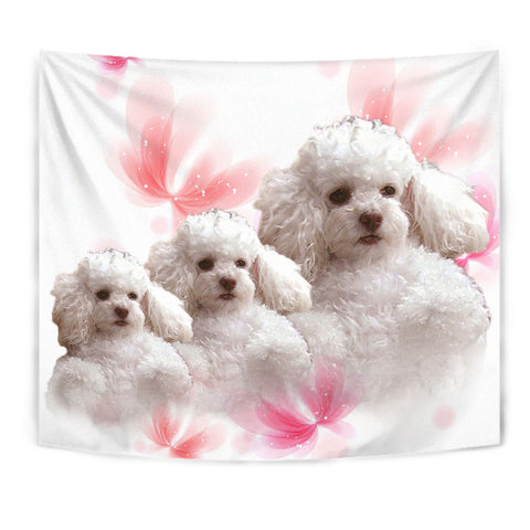 Cute Poodle On Soft Pink Print Tapestry
