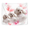 Cute Poodle On Soft Pink Print Tapestry