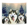 Laughing Alaskan Malamute Print Tapestry