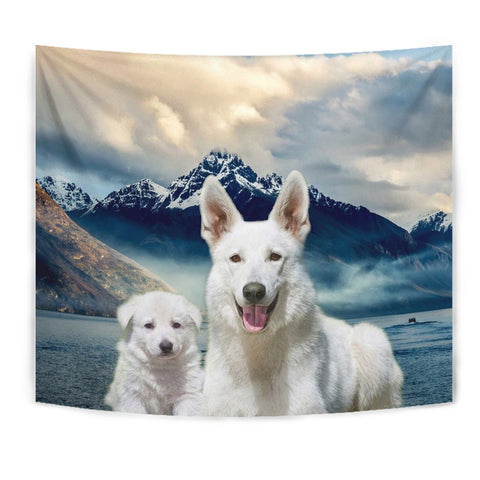 White Shepherd Dog Print Tapestry