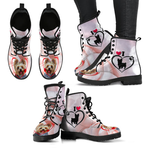 Valentine's Day Special Yorkshire Terrier Print Boots For Women