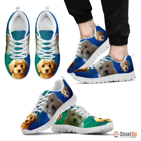 Beautiful Goldendoodle Print Sneakers For Men (White/Black)