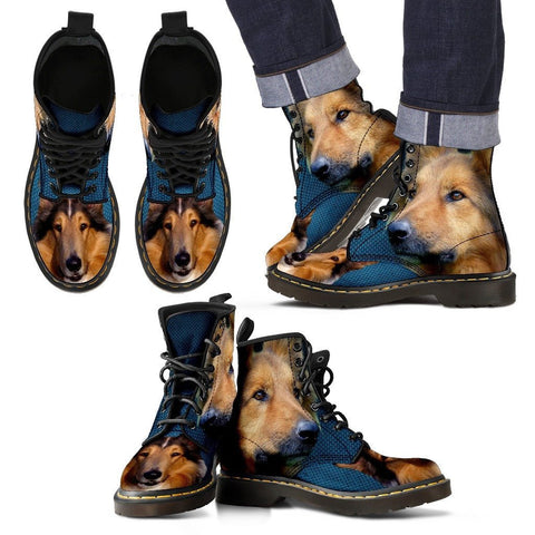 Collie Print Boots For MenExpress Shipping