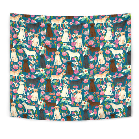 Labrador Retriever Dog Floral Print Tapestry