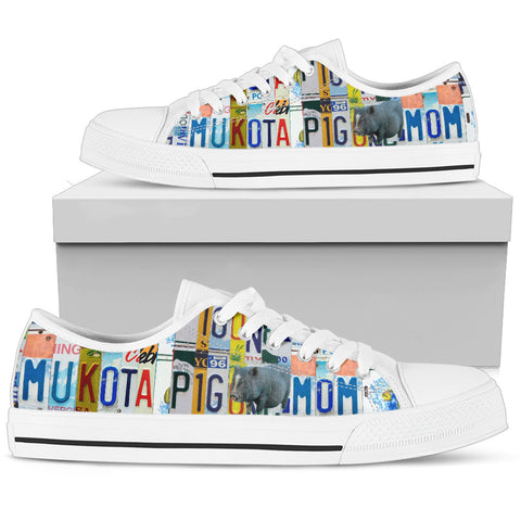 Mukota Pig Print Low Top Canvas Shoes for Women