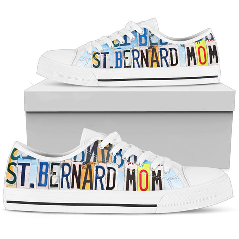 Cute St. Bernard Mom Print Low Top Canvas Shoes For Women