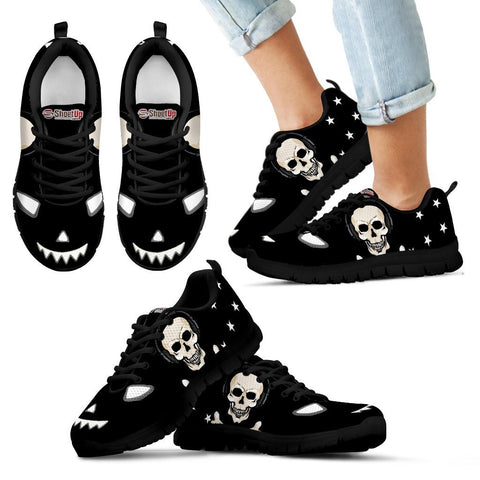 Halloween Themed Print Black Shoes For Kids
