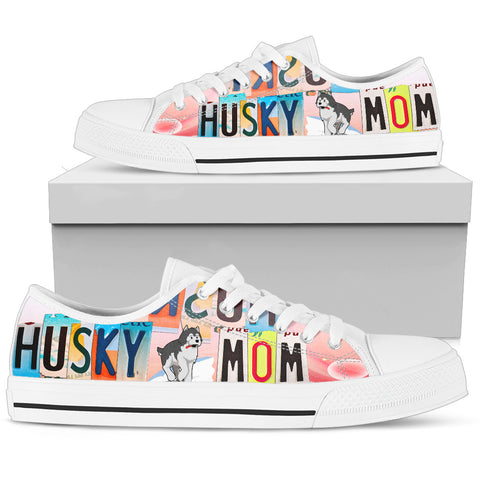 Lovely Husky Mom Print Low Top Canvas Shoes For Women