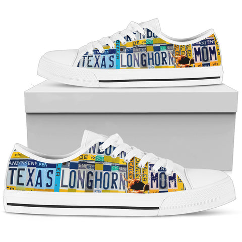 Texas Longhorn Mom Print Low Top Canvas Shoes for Women