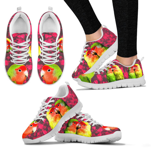 Valentine's Day SpecialRosyFaced Lovebird Bird On Red Print Running Shoes For Women