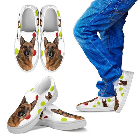 German Shepherd Dog Print Slip Ons For KidsExpress Shipping