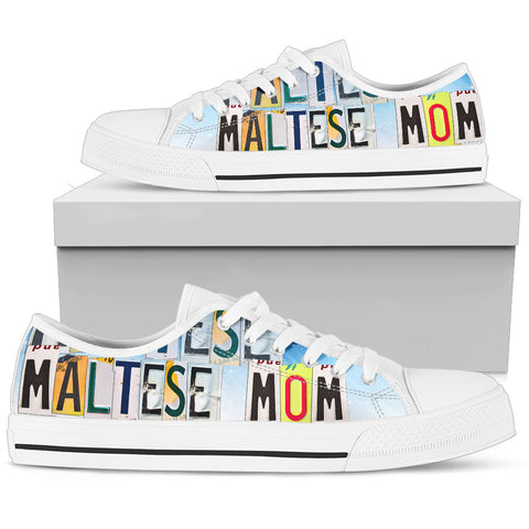 Cute Maltese Mom Print Low Top Canvas Shoes For Women