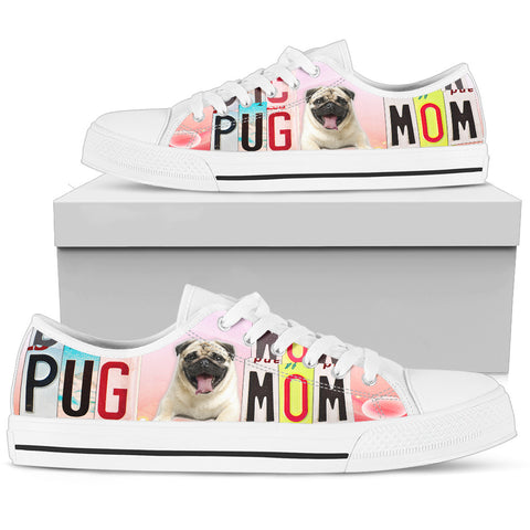 Lovely Pug Mom Print Low Top Canvas Shoes For Women