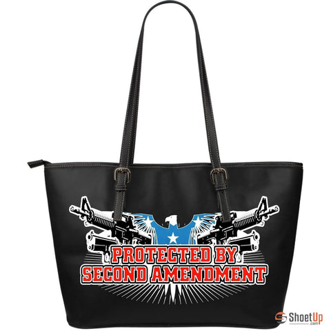 Protected By Second AmendmentLarge Leather Tote Bag