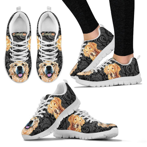 Golden Retriever On BlackWomen's Running Shoes