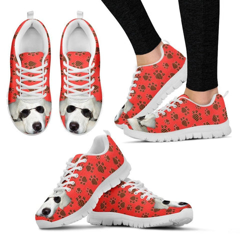 Customized Dog Print (White/Black) Running Shoes For Women Designed By Alice Peek