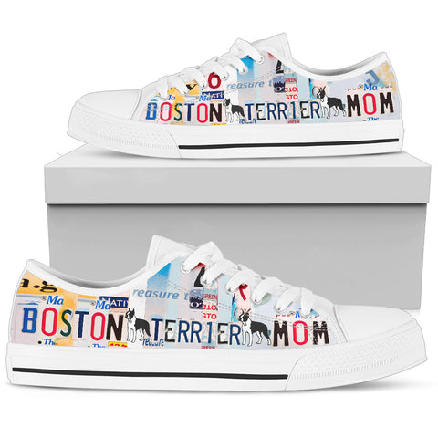 Boston Terrier Mom Print Low Top Canvas Shoes for Women