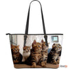 Cat In LotLarge Leather Tote Bag
