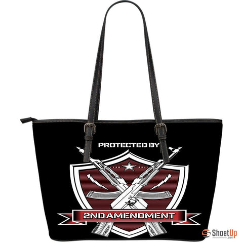 Protected By 2nd Amendment large leather Tote Bag