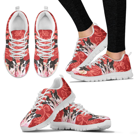 Valentine's Day Special Boston Terrier On Red 2 Print Running Shoes For Women