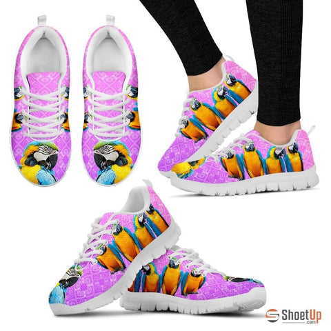 Blue And Yellow Macaw Parrot Running Shoes For Women