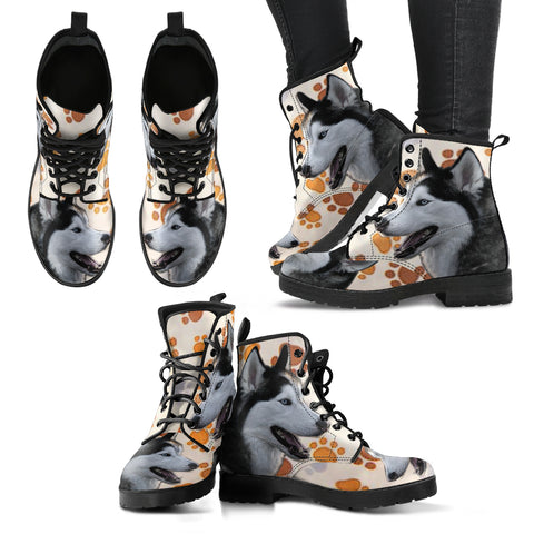 New Siberian Husky Print Boots For Women