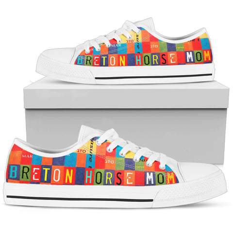 Breton Horse Mom Print Low Top Canvas Shoes For Women