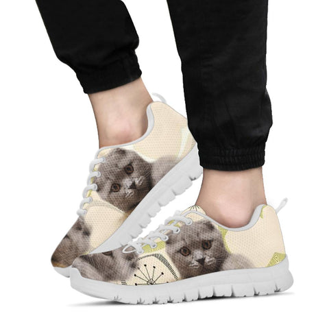 Cute Scottish Fold Cat Print Running Shoes