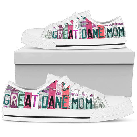 Great Dane Mom Print Low Top Canvas Shoes For Women- Limited Edition