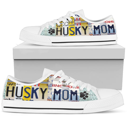 Cute Husky Mom Print Low Top Canvas Shoes For Women