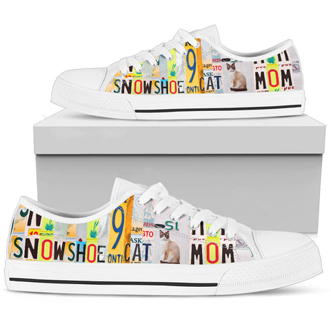 Snowshoe Cat Mom Print Low Top Canvas Shoes For Women