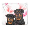 Rottweiler On Soft Pink Print Tapestry