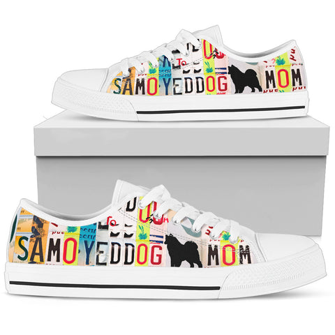 Samoyed Dog Mom Print Low Top Canvas Shoes for Women