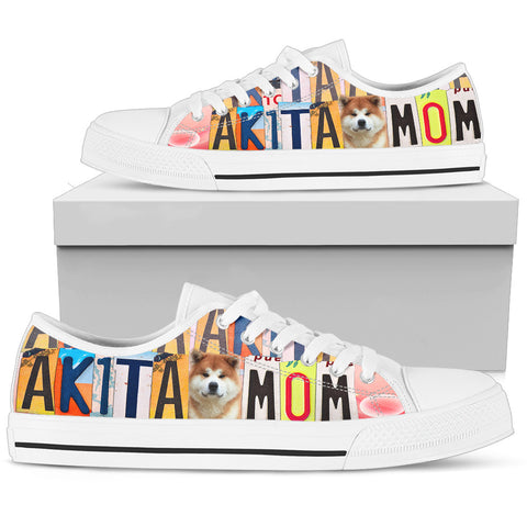 Lovely Akita Mom Print Low Top Canvas Shoes For Women