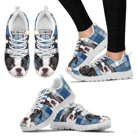 Boston Terrier With 3D Blocks Print Running Shoes For Women