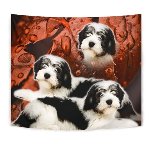 Cute Polish Lowland Sheepdog Print Tapestry