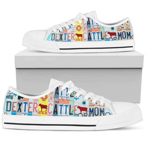 Dexter Cattle(Cow) Print Low Top Canvas Shoes For Women