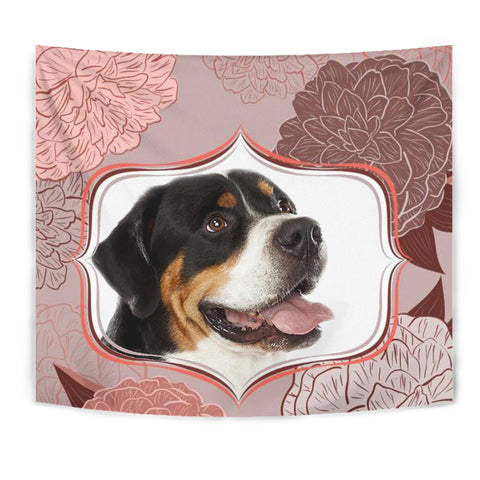 Greater Swiss Mountain Dog Floral Print Tapestry