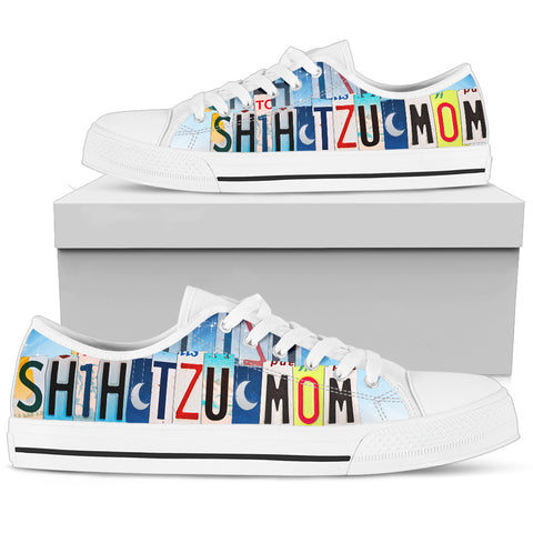 Cute Shih Tzu Mom Print Low Top Canvas Shoes For Women