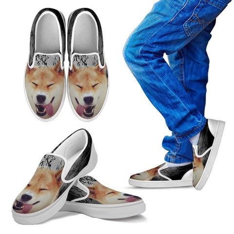 Shiba Inu Print Slip Ons For Kids Express Shipping