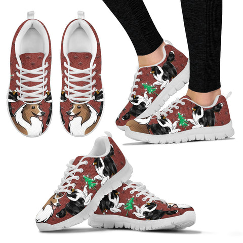 Shetland Sheepdog Print Christmas Running Shoes For Women