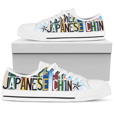 Cute Japanese Chin Mom Print Low Top Canvas Shoes For Women