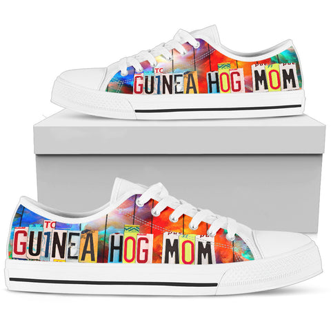 Guinea Hog Mom Print Low Top Canvas Shoes for Women
