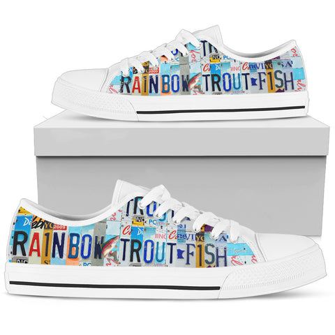 Rainbow trout Fish Print Low Top Canvas Shoes for Women