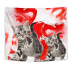 American Shorthair Cat On Red Print Tapestry