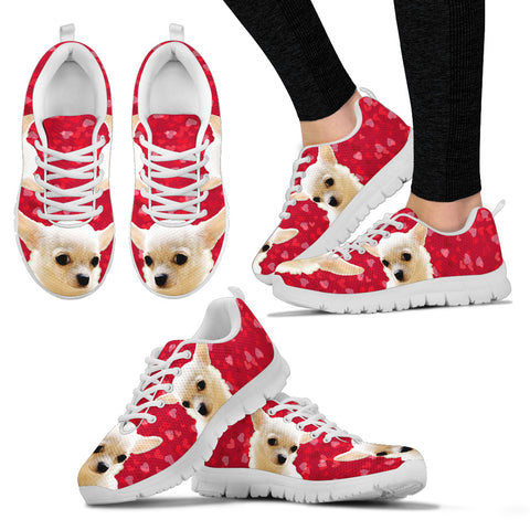 Valentine's Day SpecialWhite Chihuahua On Red Print Running Shoes For Women