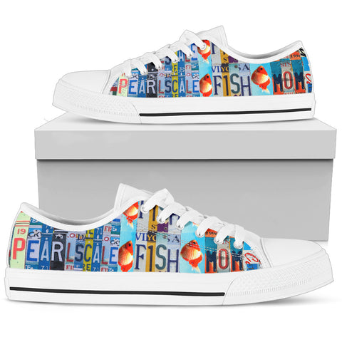 Pearlscale Fish Print Low Top Canvas Shoes For Women